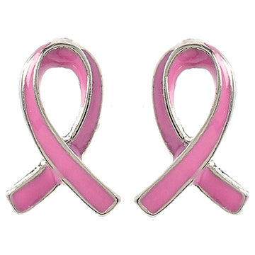 Pink Ribbon Jewelry Breast Cancer Awareness Charm Stud Mini Earrings E1208 SV