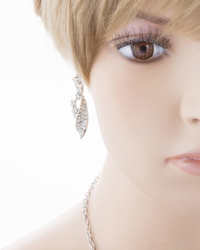 Bridal Wedding Jewelry Crystal Rhinestone Beautifully Crafted Necklace J508 SLV