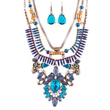 Stunning Magnificent Bead Crystal Rhinestone Statement Necklace Set JN269 GD BL