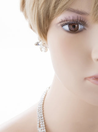 Bridal Wedding Jewelry Crystal Rhinestone Magnificent Floral Necklace J547 White - Accessoriesforever