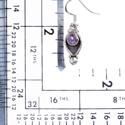925 Sterling Silver Natural Gemstones Amethyst Dangle Earrings FJSVE2170 - Accessoriesforever