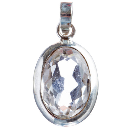 925 Sterling Silver Natural Gemstones White Topaz Pendant FJSVP2095