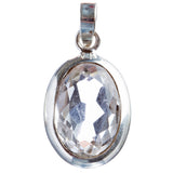 925 Sterling Silver Natural Gemstones White Topaz Pendant FJSVP2095