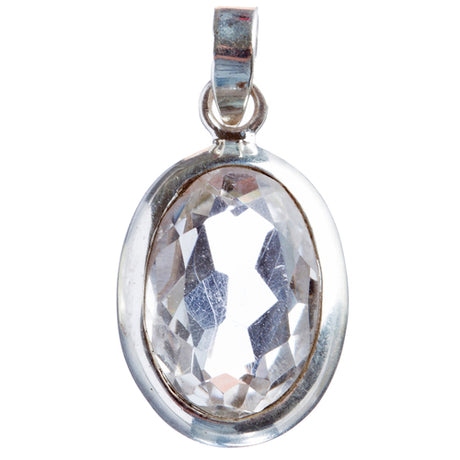 925 Sterling Silver Natural Gemstones White Topaz Pendant FJSVP2095
