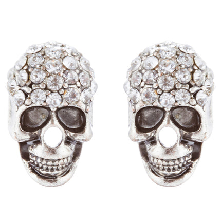 Halloween Costume Jewelry Crystal Rhinestone Skull Head Fashion Earrings E982 SV