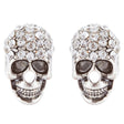 Halloween Costume Jewelry Crystal Rhinestone Skull Head Fashion Earrings E982 SV