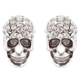 Halloween Costume Jewelry Crystal Rhinestone Skull Head Fashion Earrings E982 SV