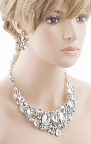Bridal Wedding Jewelry Crystal Rhinestone Beautiful Embroidered Necklace J513SV
