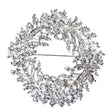 Bridal Wedding Jewelry Crystal Rhinestone Flower Round Brooch Pin BH171 Silver