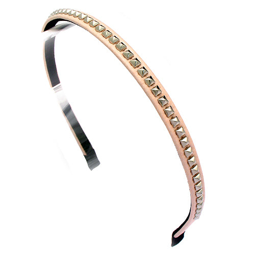 Square Silver Studded Leatherette Pink Headband
