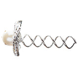 Bridal Wedding Jewelry Hair Spiral Pin Crystal Rhinestone Pearl Style Silver
