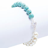 Cross Jewelry Charming Stone Cross Stretch Link Bracelet B493 Turquoise