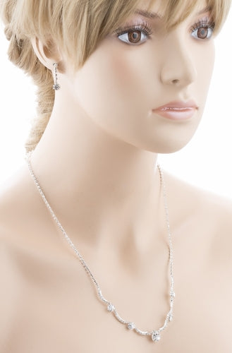 Bridal Wedding Jewelry Set Crystal Rhinestone Gorgeous Curved Design Necklace - Accessoriesforever