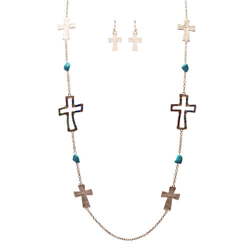 Cross Jewelry Simple Yet Fascinating Spiritual Charm Necklace Set JN223 Multi
