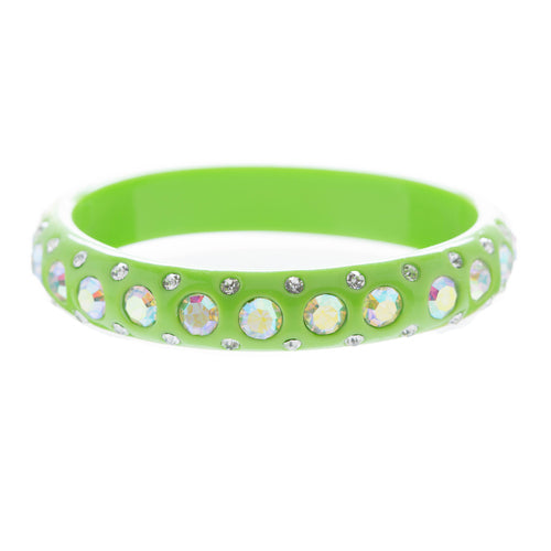 Fashion Dazzle Crystal Rhinestone Lucite Chic Stylish Bangle Bracelet AB Green