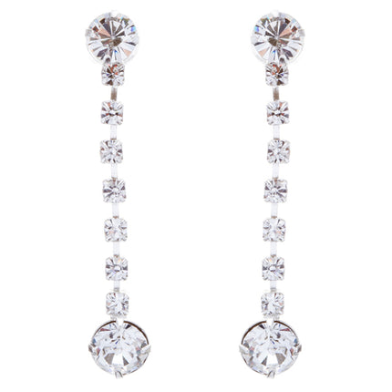 Bridal Wedding Jewelry Set Crystal Rhinestone Dazzle Drops Necklace Silver Clear - Accessoriesforever