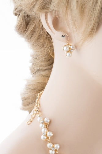 Bridal Wedding Jewelry Crystal Rhinestone Soft Elegant Necklace Set J507 Gold