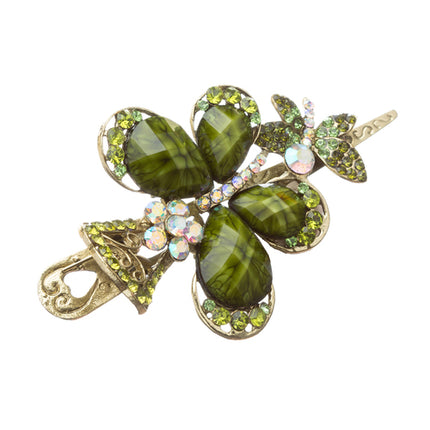 Beautiful Fashion Women Crystal Rhinestone Butterfly Hair Clip Pin Green - Accessoriesforever