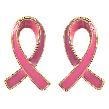 Pink Ribbon Jewelry Breast Cancer Awareness Charm Stud Mini Earrings E1208 Gold