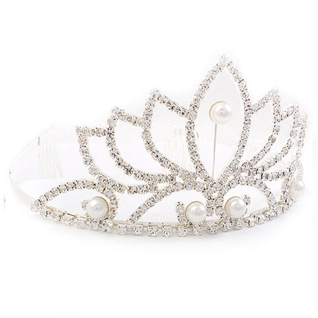 Bridal Wedding Jewelry Crystal Rhinestone Pearl Beautiful Classic Hair Tiara
