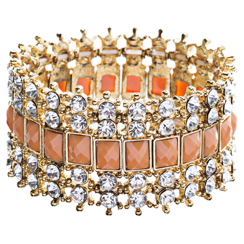 Crystal Stretch Cuff Vintage Fashion Bracelet Gold - Accessoriesforever