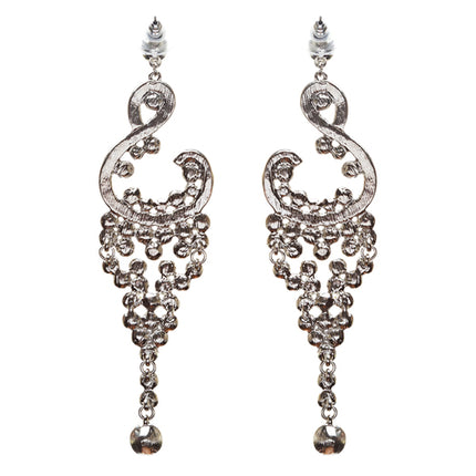 Bridal Wedding Jewelry Crystal Rhinestone Vintage Dangle Earrings E728 Silver - Accessoriesforever
