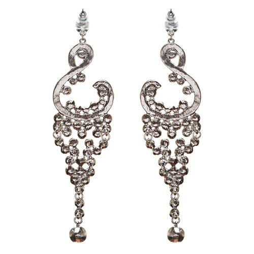 Bridal Wedding Jewelry Crystal Rhinestone Vintage Dangle Earrings E728 Silver - Accessoriesforever