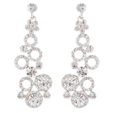 Bridal Wedding Jewelry Crystal Rhinestone Dot Linked Dangle Drop Earrings Silver