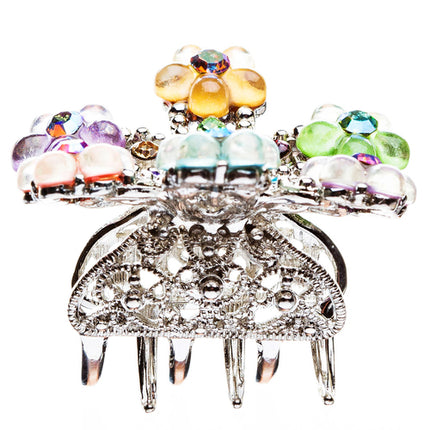 Austrian Crystal Multi Flowers Hair Claw Clip - Accessoriesforever