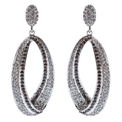 Fashion Stunning Crystal Open Hoop Drop Earrings Black