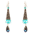 Bold Fashion Crystal Rhinestone Brassy Tear Drop Cone Design Earrings E841 Green