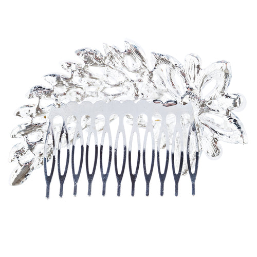 Bridal Wedding Jewelry Crystal Pearl Dazzle Floral Decorative Hair Comb H183 SV - Accessoriesforever