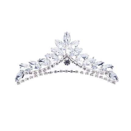 Bridal Wedding Jewelry Crystal Rhinestone Simple Chic Teardrop Hair Tiara Silver - Accessoriesforever
