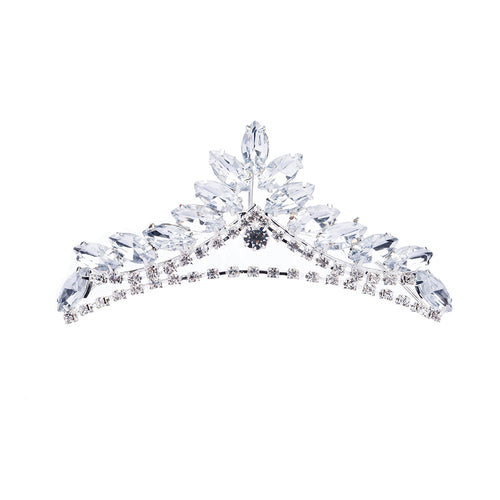 Bridal Wedding Jewelry Crystal Rhinestone Simple Chic Teardrop Hair Tiara Silver - Accessoriesforever