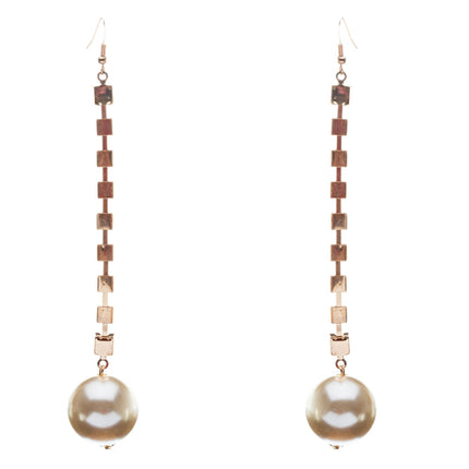 Bridal Wedding Jewelry Crystal Rhinestone Pearl Linear Drop Long Earrings Silver - Accessoriesforever