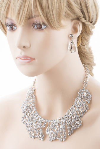 Bridal Wedding Jewelry Crystal Rhinestone Grand Finely Crafted Necklace J504SL