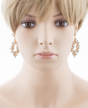 Bridal Wedding Jewelry Crystal Rhinestone Pearl Elegant Dangle Earrings Gold - Accessoriesforever