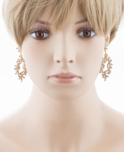 Bridal Wedding Jewelry Crystal Rhinestone Pearl Elegant Dangle Earrings Gold - Accessoriesforever