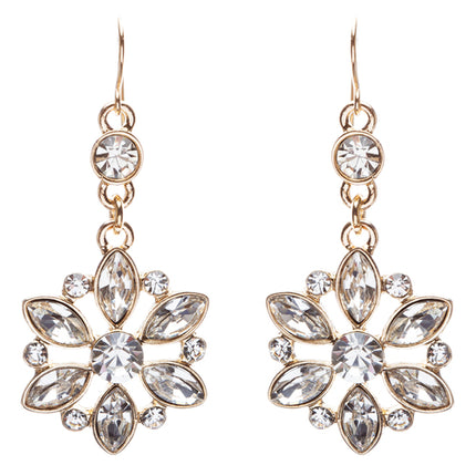 Bridal Wedding Jewelry Set Crystal Rhinestone Classic Bib Design J589 Gold - Accessoriesforever