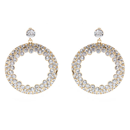 Fashion Stunning Crystal Round Dangle Earrings Gold