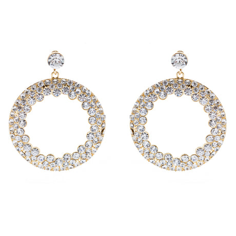 Fashion Stunning Crystal Round Dangle Earrings Gold