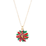 Christmas Jewelry Crystal Rhinestone Wreath Charm Pendant Necklace N83 Gold Red