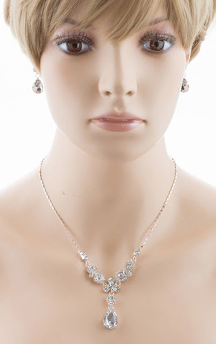 Bridal Wedding Jewelry Crystal Rhinestone Brilliant Design Necklace Earring SV