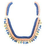 Gorgeous Multi Strands Cord Chain Bead Crystal Statement Jewelry Necklace Orange