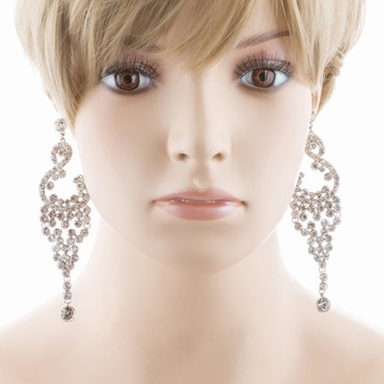 Bridal Wedding Jewelry Crystal Rhinestone Vintage Dangle Earrings E728 Silver - Accessoriesforever