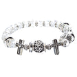 Cross Jewelry Crystal Rhinestone Fascinating Stretch Bracelet B463 White