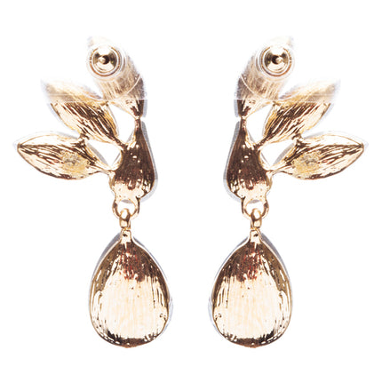 Gorgeous Chic Unique Simple Bridal Teardrop Dangle Fashion Earrings Gold Clear - Accessoriesforever
