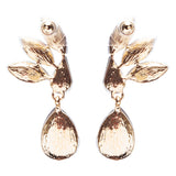 Gorgeous Chic Unique Simple Bridal Teardrop Dangle Fashion Earrings Gold Clear