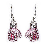Pink Ribbon Jewelry Breast Cancer Awareness Boxing Glove Necklace Set JN318 SV