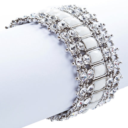 Crystal Stretch Cuff Vintage Fashion Bracelet White - Accessoriesforever